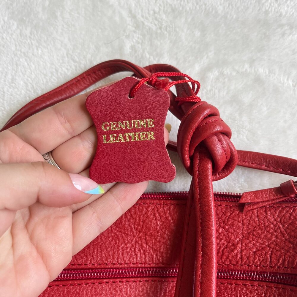 3/$30 🌟 VTG Genuine Leather Red Crossbody Purse - Picture 2 of 5